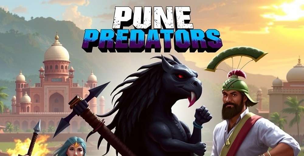 Pune Predators Official Game Cover Pune Predators game cover featuring Pune landmarks and warrior characters
