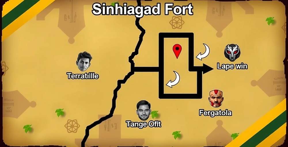 Pune Predators Sinhagad Fort Strategy Pune Predators strategy guide showing team positions on a map of Sinhagad Fort